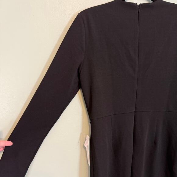 Aqua Mini Bodycon Dress L Black Evening Party Cocktail Cut Out Long Sleeves NWT - Picture 5 of 9